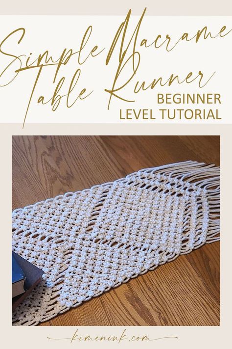 Our fringed macrame table runner DIY is probably the easiest pattern you’ll find anywhere. It’s all square knots, and the fringes are integral to the design. A win for sure. Macrame Table Runner Diy, Doilies Diy, Diy Crafts Easy At Home, Beginner Macrame, Table Runner Tutorial, Diy Placemats, Macrame Runner, Crochet Macrame, Table Runner Diy