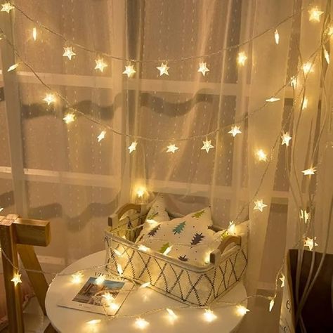 Amazon.com: Star String Lights, Merdeco 20ft 40 LED USB Powered Star String Lights Warm White Fairy Lights for Birthday Party Wedding Christmas Home Decoration Led Star Lights, Pink Tent, Childrens Tent, Warm White Fairy Lights, White Fairy Lights, Star String Lights, Battery String Lights, Tent Lighting, Indoor String Lights