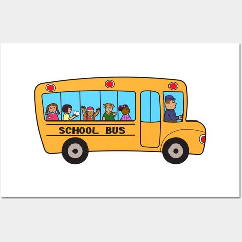 Yellow school bus with multi-ethnic group of happy young students and a driver. -- Choose from our vast selection of art prints and posters to match with your desired size to make the perfect print or poster. Pick your favorite: Movies, TV Shows, Art, and so much more! Available in mini, small, medium, large, and extra-large depending on the design. For men, women, and children. Perfect for decoration. School Bus Drawing, Bus Drawing, Toddler Class, Yellow School Bus, 1st Birthday Cakes, School Children, Design Drawing, School Bus, Flat Design