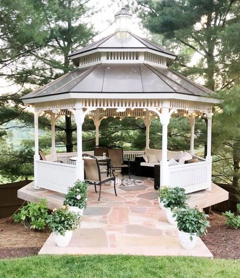 beautiful gazebo Large Gazebo Ideas Backyard, White Gazebo Ideas Backyard, Fancy Gazebo, Round Gazebo Ideas, Metal Gazebo Ideas Backyard Outdoor, Round Gazebo Ideas Backyard, Circle Gazebo, Backyard Gazebo Outdoor Pavilion, Outdoor Gazebo Ideas Backyards