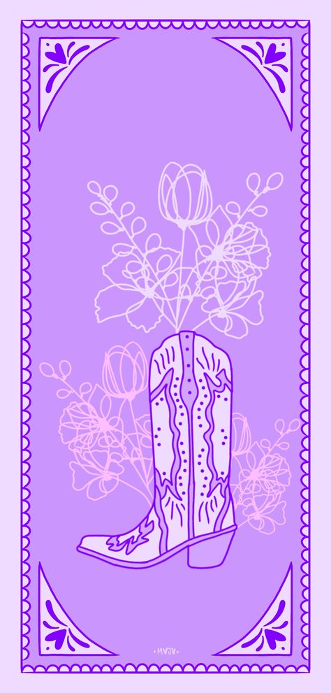 Purple cowboy boots flowers phone Wallpaper Cowboy Boots Backgrounds, Purple Cowgirl Aesthetic, Purple Cowboy Aesthetic, Purple Western Aesthetic, Cowgirl Boot Wallpaper, 2023 Widget, Cowgirl Wallpaper Iphone, Cowboy Boots Flowers, Southwest Wallpaper