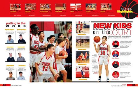 Yearbook Sports Spreads, Teaching Yearbook, Yearbook Covers Design, Yearbook Spreads, Yearbook Layouts, Yearbook Pages, Sports Page, Yearbook Covers, Yearbook Design