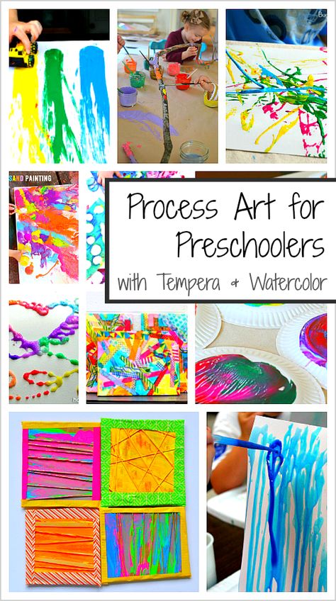 20+ Process Art Activities for Preschoolers: Over 20 art projects for kids using tempera and watercolor paints! Process Art For Preschoolers, Process Art Activities, Art Activities For Preschoolers, Process Art Preschool, Art For Preschoolers, Open Ended Art, Camp Games, Preschool Art Projects, Montessori Art