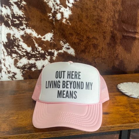 Cute Pink And White Trucker Hat Never Worn Graphic Trucker Hat, Trucker Hat Funny, Women’s Trucker Hats, Funny Trucker Hats For Women, Trucker Hats For Women, Funny Trucker Hats, Cute Trucker Hat, Vinyl Hats, White Trucker Hat