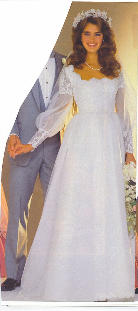 80s Gown Vintage, Brooke Shields Dress, 80’s Wedding Dresses, Brooke Shields Wedding Dress, 80s Wedding Dress Vintage, Brooke Shields Wedding, 80s Style Wedding Dress, 80s Wedding Dresses, 80s Wedding Hair