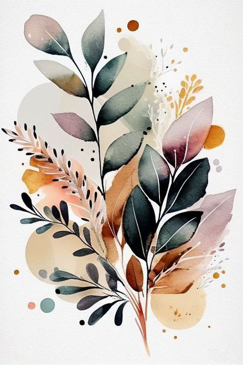 Boho Floral Art, Digital Design Aesthetic, Floral Digital Art, Bohemian Art Inspiration Painting, Bohemian Painting Ideas, Boho Flower Painting, Art Deco Botanical, Boho Watercolor Art, Printable Boho Wall Art