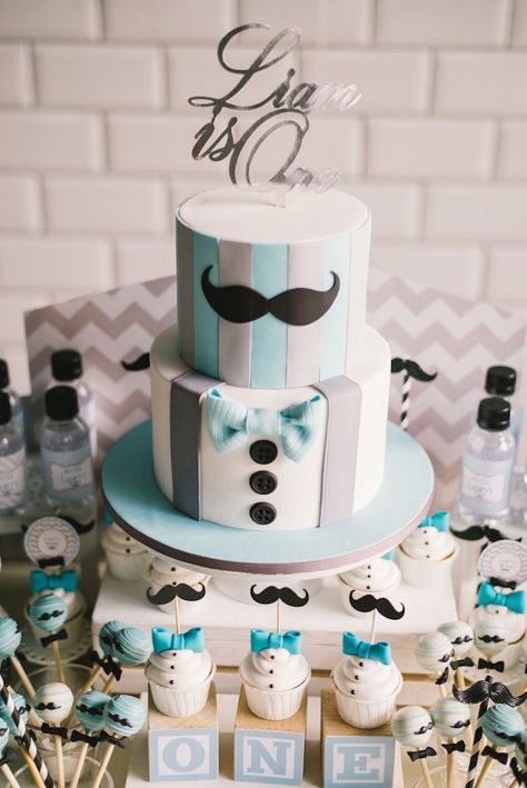 Little Man Birthday Party Ideas, Man Birthday Party, Mr Onederful Birthday, Boys 1st Birthday Cake, Baby Boy Birthday Cake, Gateau Baby Shower, Mustache Baby Shower, Baby First Birthday Cake, Man Cake