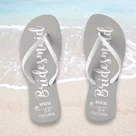 Bridesmaid Wedding Favor Name or Monogram Grey Flip Flops Eye Dropper, Wedding Flip Flops, Bridal Party Favors, Personalized Shoes, Bridesmaid Wedding, Wedding Gift Favors, Bachelorette Party Favors, Will You Be My Bridesmaid, Hair Accessories Jewelry