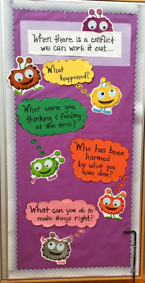 School based restorative practices at Roosevelt Elementary School in southern… Restorative Practices School, Counseling Bulletin Boards, Restorative Practices, School Counseling Office, School Counselor Office, Elementary School Counselor, School Social Worker, Restorative Justice, Elementary Counseling