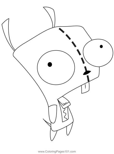 Gir Regular Coloring Page Domo Coloring Pages, Invader Zim Coloring Pages, Adventure Time Coloring Pages, Sanrio Stuff, Coloring Images, Inspiration Painting, Felt Patterns, Invader Zim, Full Metal