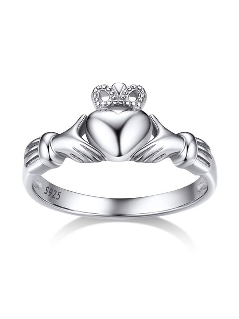 PRICES MAY VARY. 💓Silver Love Claddagh Ring💓 The silver band elegantly folds into two hands holding a heart . A crown for loyalty sits above the heart. This beautiful ring with hands embracing the heart is a powerful symbol of love and loyalty. The ring was worn as a wedding ring for centuries because its style and meaning.Give this ring to your Mom/ Wife/ Daughter/ Girlfriends to make a love statement. 💓Fashion Women Band Ring💓 Sleek and understated, perfect for those who prefer a more subt Silver Celtic Rings, Wedding Band Gold, Silver Claddagh Ring, Irish Ring Claddagh, Slim Ring, Irish Claddagh, Silver Ring For Women, Claddagh Ring, Celtic Knot Ring