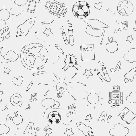 Abc Wallpaper, School Picture Frames, Banner Doodle, School Wallpaper, Music Doodle, Educational Website, Zestaw Ikon, Doodle Background, School Illustration