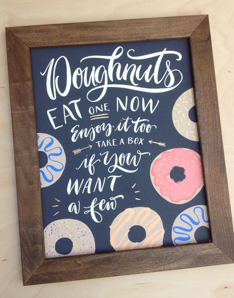 Wedding Sign Doughnuts Take Home Box Sign Bright by papertangent Donut Station, Donut Wedding, Coffee Wedding Favors, Doughnut Party, Wedding Donuts, Donut Bar, Donut Birthday Parties, Coffee Wedding, Donut Party