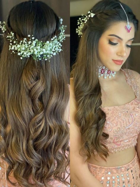 Open Hairstyle, Reception Hairstyles, Hair Aesthetics, Hairstyles For Gowns, Hair Style On Saree, Hair Style Vedio, Engagement Hairstyles, Hair Color Caramel, Extension Hair