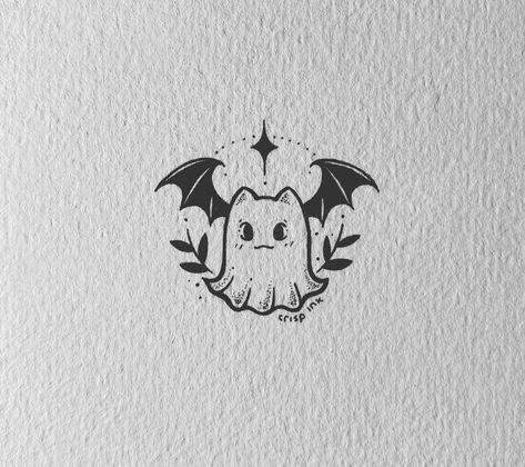 Halloween Woodburning Ideas, Bat Sketch, Crisp Ink, Ghost Tattoos, Bat Tattoo, Ghost Tattoo, Lafayette Louisiana, Witch Tattoo, Kawaii Tattoo