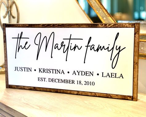 Names Last Name, Wood Family Name Sign, Last Name Wood Sign, Scrabble Wall Art, Established Family Signs, Wood Family, Cricket Projects, Family Wood Signs, Entryway Wall Decor