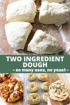 Dough Recipe No Yeast, Dough No Yeast, Yoghurt Flatbread, Greek Yogurt Bread, Yogurt Pizza Dough, Pizza Scrolls, Two Ingredient Dough, 2 Ingredient Pizza Dough, No Yeast Pizza Dough