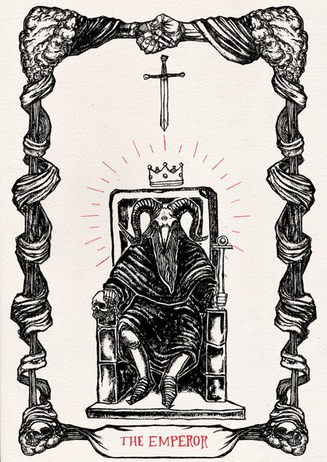 Finished drawing another card in my tarot series, The Emperor! What do you think, Imgur? - Album on Imgur Micah Ulrich, The Emperor Tarot, Tarot Card Tattoo, Tarot Tattoo, Esoteric Art, Dark Art Tattoo, Tarot Cards Art, Card Tattoo, Occult Art