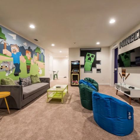 10 Home Game Room Ideas You'll Love - Zen of Zada Boys Game Room Ideas, Small Game Room Ideas, Boys Gaming Room, Boys Den, Hangout Room Ideas, Boys Game Room, Small Game Rooms, Game Room Kids, Home Game Room