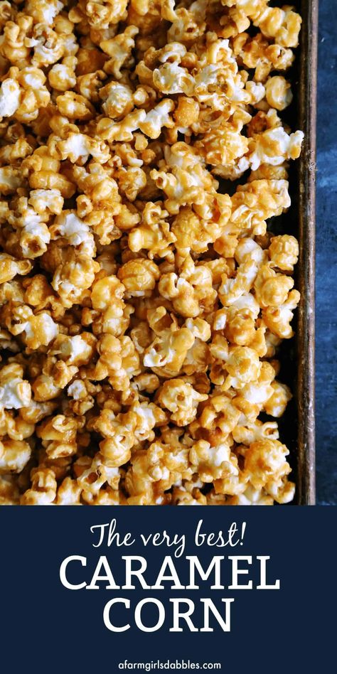 Oven-Baked Caramel Corn: This homemade caramel popcorn recipe is SO much better than store-bought. It's crispy, sweet, buttery perfection! Oven Baked Caramel Popcorn, Caramel Corn With Peanuts Recipe, Caramel Corn With Nuts Recipe, Halloween Caramel Popcorn, Carmel Popcorn Recipe Homemade Caramel Corn, Oven Baked Caramel Corn, Diy Caramel Corn, Caramel Kettle Corn Recipe, Crispy Caramel Popcorn