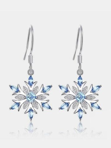 Blue Crystal Earrings, Snowflake Earrings, Blue Topaz Earrings, Sterling Silver Drop Earrings, Topaz Earrings, Hanging Earrings, Christmas Earrings, Diy Schmuck, Silver Drop Earrings