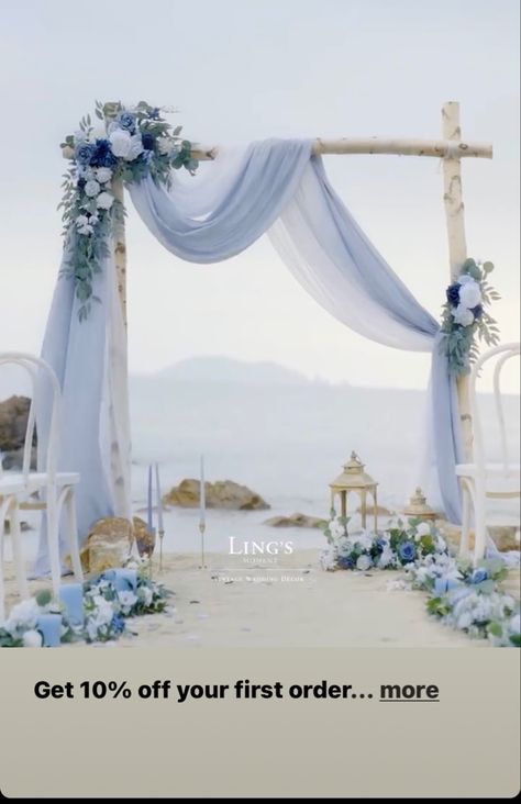 Dusty Blue And Navy, Baby Blue Weddings, Blue Beach Wedding, Blue Wedding Decorations, Flower Arch, Light Blue Wedding, Arch Decoration, Wedding Arch Flowers, Arch Flowers