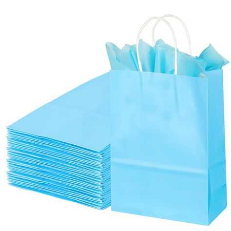 PRICES MAY VARY. Value Pack: 32pcs light blue small gift bags, 32 sheets light blue tissue paper. Each bag has a corresponding-colored tissue paper Small Size: 8.7 x 6.3 x 3.2 inches. The size works well for gifts like goodie, candy, cookies, toys, coffee cup, or favors for parties Good-quality: Each gift bag is made of good-quality paper and is very thick and sturdy. The handles are securely attached. The use of premium quality materials ensures that the bags maintain their durability DIY Ideas Blue Goodie Bags, Light Blue Party, Plastic Gift Bags, Preppy Gifts, Blue Tissue Paper, Shopping Party, Mother Christmas Gifts, Small Gift Bags, Candy Cookies