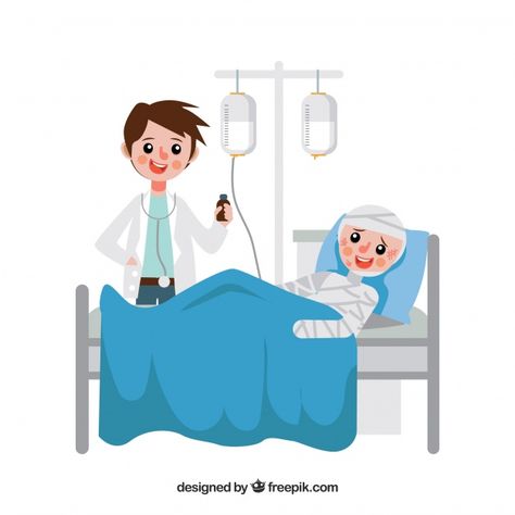 Doctor treating patient in bed Free Vector Medical Business Card, Medical Brochure, Doctor Help, Background For Powerpoint Presentation, Medical Wallpaper, Science Background, Medical Business, Medical Consultation, Cartoon Posters