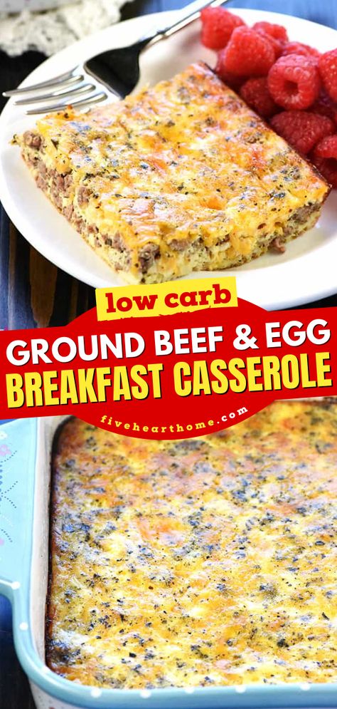 Out of Easter food ideas? This Ground Beef and Egg Breakfast Casserole is a homemade casserole seasoned like sausage and layered with cheddar & eggs. It makes a delicious Easter brunch recipe! Ground Beef Eggs Breakfast, Hamburger Egg Recipes, Breakfast Ideas With Hamburger Meat, Hamburger And Eggs Recipes, Carnivore Diet Ground Beef And Eggs, Ground Sausage And Egg Recipes, Ground Beef Egg Casserole Recipes, Breakfast Casserole With Hamburger Meat, Egg And Hamburger Recipe