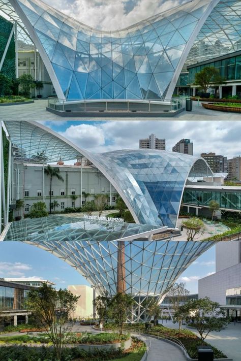 Rua da Saúde Glass Roof Glass Roof Structure, Glass Structure Architecture, Glass Roof Architecture, Roof Structure Architecture, Glass Roofs, Pavilion Ideas, Form Studies, Shell Structure, Membrane Structure