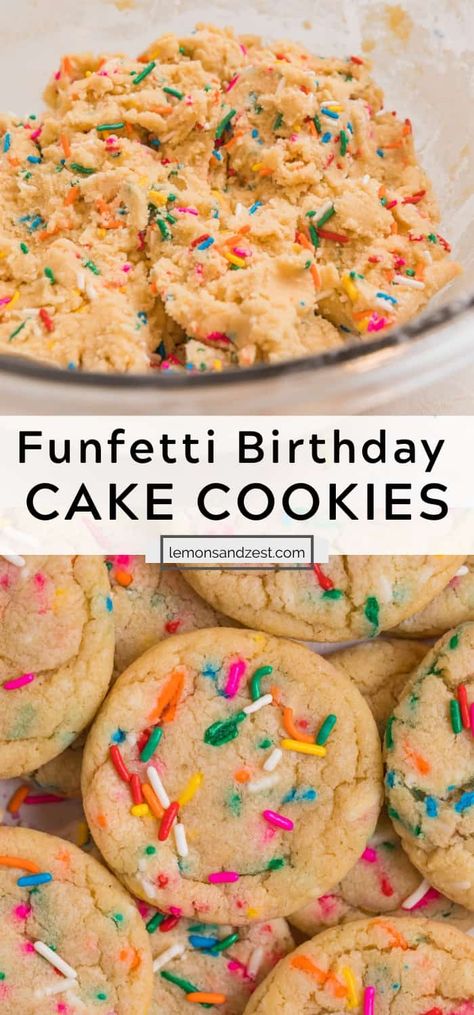 Homemade Birthday Desserts, Birthday Cookies Recipes, Birthday Sprinkle Cookies, Small Birthday Treats, Birthday Deserts Ideas Not Cake, Confetti Cookies Recipe, Birthday Cake Desserts, Birthday Cake Cookies Recipe, Birthday Cake Sugar Cookies