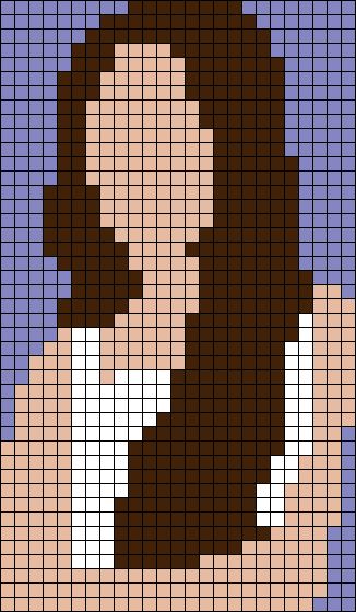 Olivia Rodrigo Cross Stitch, Olivia Rodrigo Crochet Tapestry, Olivia Rodrigo Crochet Ideas, Alpha Patterns Cartoon, Olivia Rodrigo Alpha Pattern, Olivia Rodrigo Perler Beads, Olivia Rodrigo Diy, Music Pixel Art, Pixel Art Hard