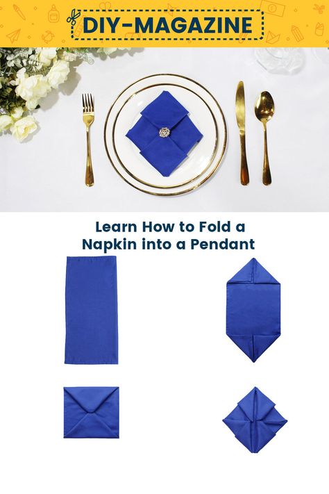 How to Make a Pendant Napkin Fold Diy Napkin Folding, Bridgerton Theme, Fancy Napkin Folding, Cloth Napkin Folding, Types Of Folds, Paper Napkin Folding, Napkin Folds, Bunny Napkins, Diy Magazine