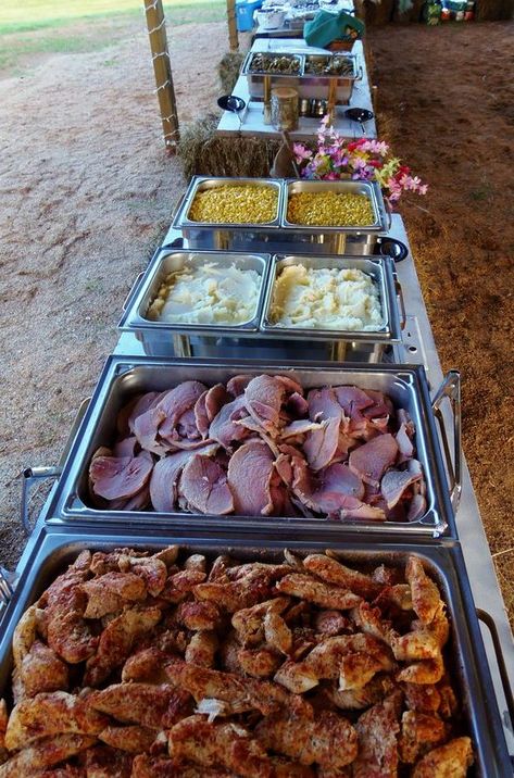 20+ Rustic I do BBQ (Barbecue) Wedding Ideas | Roses & Rings Bbq Wedding Food, Wedding Reception Food Buffet, Barbecue Wedding, Bbq Wedding Reception, Bbq Rehearsal Dinner, Buffet Wedding Reception, Wedding Food Ideas, Wedding Buffet Food, Wedding Food Menu