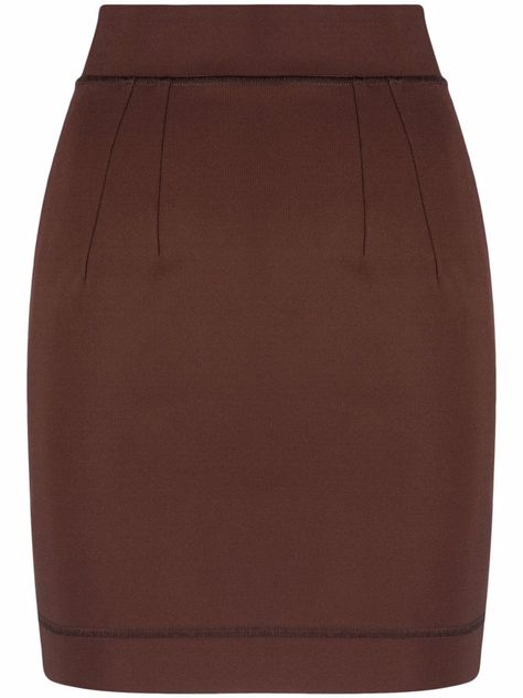 Brown high-waisted pencil skirt from DOLCE & GABBANA featuring high-waisted, pencil design, concealed rear zip fastening, panelled design and stretch-design. Long Frock Models, Frock Models, Brown Mini Skirt, Brown Pencil Skirt, Long Frock Designs, Pencil Design, Brown Skirt, Long Frocks, High Waisted Pencil Skirt