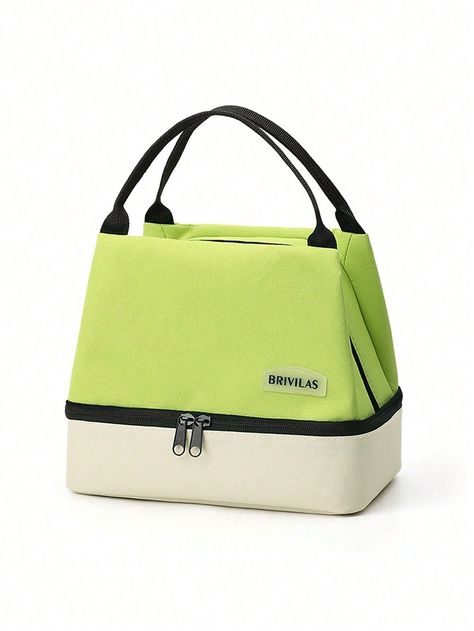 Green  Collar  Polyester Plain Zipper Lunch Bag Embellished   Functional Bags Thermal Lunch Bag, Bento Bag, Cool Lunch Boxes, Bento Bags, Cooler Lunch Bag, Insulated Bag, Lunch Box Bag, Ice Bag, Picnic Bag