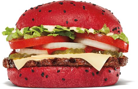 NEW ITEM: Spider-Verse Whopper from Burger King. See the full nutrition facts, weight watchers points and allergies on our website. #fastfood #nutrition Red Burger, Classic Hamburger, How To Make Red, Spider Man Across The Spider Verse, Fast Food Items, Smoothie Recipes Healthy Breakfast, Across The Spider Verse, Complete Nutrition, Grilled Beef