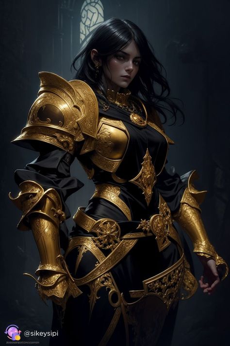 In a world where black metal reigns supreme, these knights, clad in ebony armor and embellished with gold, channel the essence of power. With Stable Diffusion and the majicMIX horror model, they redefine the art of war. Black And Gold Character Design, Black And Gold Armor, Ebony Armor, Golden Armour, Dnd Outfits, Game Of Thrones Girl, Sci Fi Armor, Gold Armor, Armor Drawing