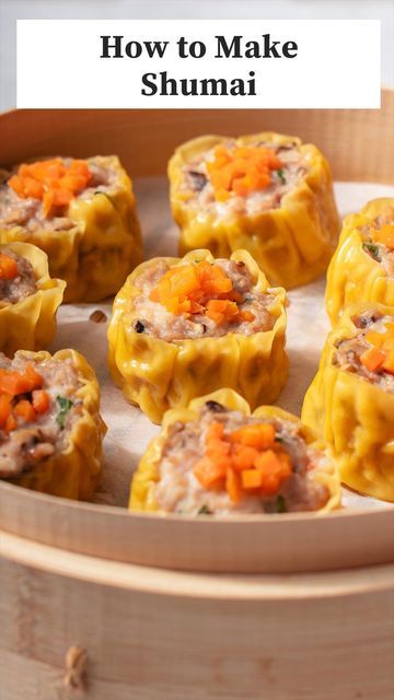 Shumai Dumplings, Shumai Recipe, Dim Sum Restaurant, Pork And Shrimp, Dumpling Wrapper, Asian Appetizers, Dim Sum Recipes, Asian Side Dishes, Fried Spring Rolls