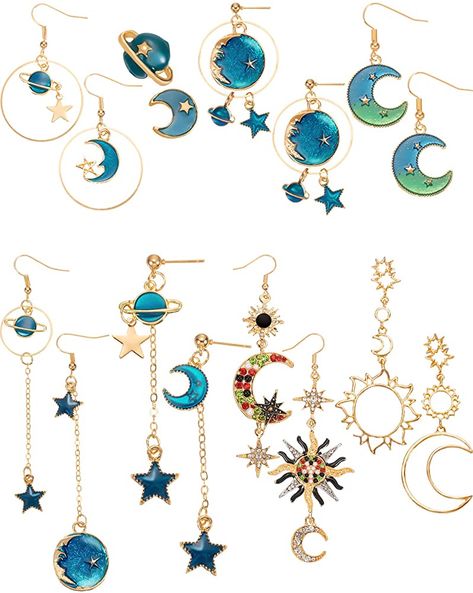 8 Pairs Moon Star Earth Planet Earrings Asymmetrical Vintage Bohemian Earrings Dangle Pendant Earrings Drop Hook Earrings Jewelry for Women : Amazon.ca: Clothing, Shoes & Accessories Star Earrings Dangle, Planet Earrings, Earth Planet, Moon And Star Earrings, Asymmetrical Earrings, Costume Jewelry Earrings, Mismatched Earrings, Bohemian Earrings, Moon Star