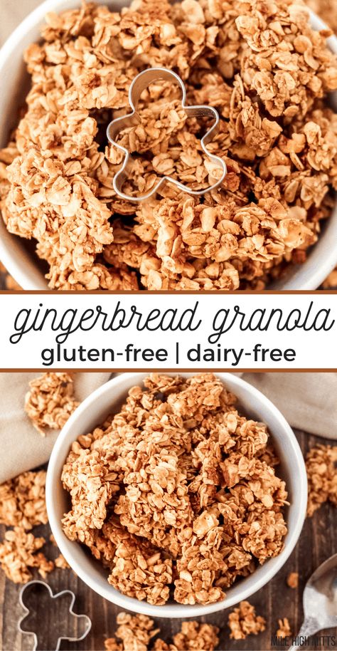 Vegan Blw, Gingerbread Granola Recipe, Low Carb Vegan Breakfast, Gingerbread Granola, Fit Mitten Kitchen, Vegan Granola, Vegan Gingerbread, Granola Recipe Homemade, Cookies Gluten Free