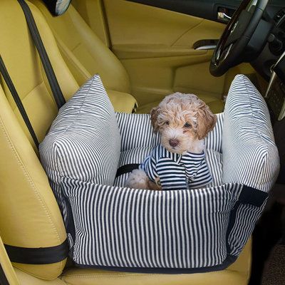 The fluffy pet seat provides a safe and cozy environment for your dog/cat in a car seat during travel. For those dog parents who prefer their dogs to ride in the backseat, it can also provide a prop-up boost. The padded design with low walls is not only comfortable but also supportive to help the pet look over to the front seat or out of the window. Also, this product can be used as a dog bed and carry bag. The four corners with hook & loop fasteners on each make the dog car seat completely remo Cute Dog Furniture, Dog Car Seat Aesthetic, Car Seat For Dog, Dog Car Bed, Dog Car Essentials, Small Dog Must Haves, Cat Car Seat, Puppy Accessories Aesthetic, Dog Beds Aesthetic