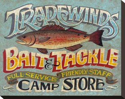 Vintage Inspired Wall Art, Tackle Shop, Fishing Signs, Bait And Tackle, Antique Signs, Vintage Fishing, Red Fish, Fishing Bait, Hand Painting Art