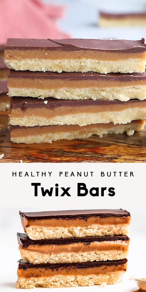 Twix Bars Gluten Free, Super Healthy Dessert Recipes, Good Healthy Dessert Recipes, Simple Healthy Sweet Snacks, Vegan Desert Easy, Protein Candy Bars, Almond Flour Peanut Butter Cups, Gf Healthy Snacks, Paleo Twix Bars