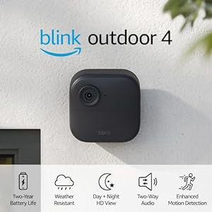 Blink Outdoor 4 — Wireless smart security camera, two-year battery, 1080p HD day and infrared night live view, two-way talk – 3 camera system Blink Camera, Ip Security Camera, Doorbell Camera, Outdoor Camera, Amazon Devices, Motion Sensors, Security Camera System, Alexa Device, Surveillance Cameras