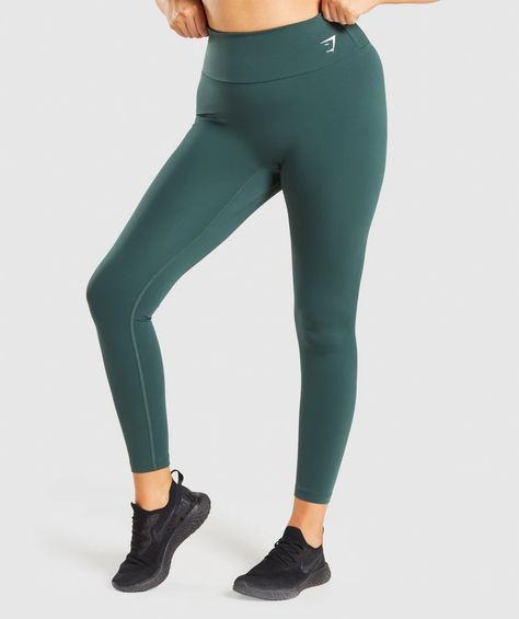 Gymshark Training Leggings - Dark Green | Gymshark Gym Pants Women, High Waisted Leggings Workout, Bra Crop Top, Super Suit, Bottom Workout, Legging Outfits, Green Brands, Leggings Pattern, Gym Leggings