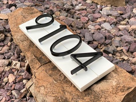 White Address Sign, Farmhouse House Numbers, Shiplap House, Farmhouse Address Sign, Black House Numbers, Modern House Numbers Sign, Farmhouse Shiplap, House Address Sign, Cedar Homes