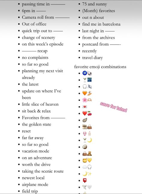 Vacation Emoji Combinations, Captions Ideas, Emoji Combos, Insta Quotes, Emoji Combinations, Emoji Love, Insta Captions, Emoji Art, Summer Lookbook