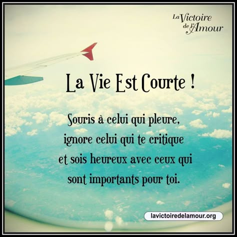 La vie est courte ! Souris à celui qui pleure, ignore celui qui te critique et sois heureux avec ceux qui sont importants pour toi. . Buddism Quotes, Quote Citation, Spiritual Words, Positive Inspiration, French Quotes, Encouragement Quotes, Positive Attitude, Positive Thoughts, Spiritual Quotes