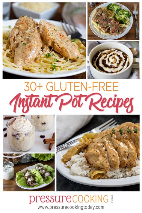 These gluten-free Instant Pot recipes can be made in any brand of electric pressure cooker. These amazing breakfast, lunch, dinner, and dessert recipes are packed with flavor and feature a variety of cuisines to make sure you’re eating gluten free and are never bored at mealtime!  #glutenfree #instantpot #roundup #pressurecookingtoday Paleo Instant Pot Recipes, Pressure Cooker Recipes Healthy, Paleo Instant Pot, Gluten Free Instant Pot Recipes, Pressure Cooker Pork, Gluten Free Instant Pot, Easy Pressure Cooker Recipes, Pressure Cooking Today, Paleo Gluten Free Recipes